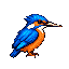 Prepared 64-pixel bird sample with a complete readable silhouette, displayed at 64 pixels wide