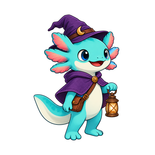 Actual Halloween outfit result for the same turquoise axolotl