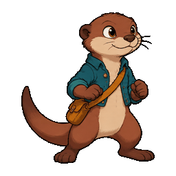 Actual saved otter animation: the first pose, a held second pose, then the third pose
