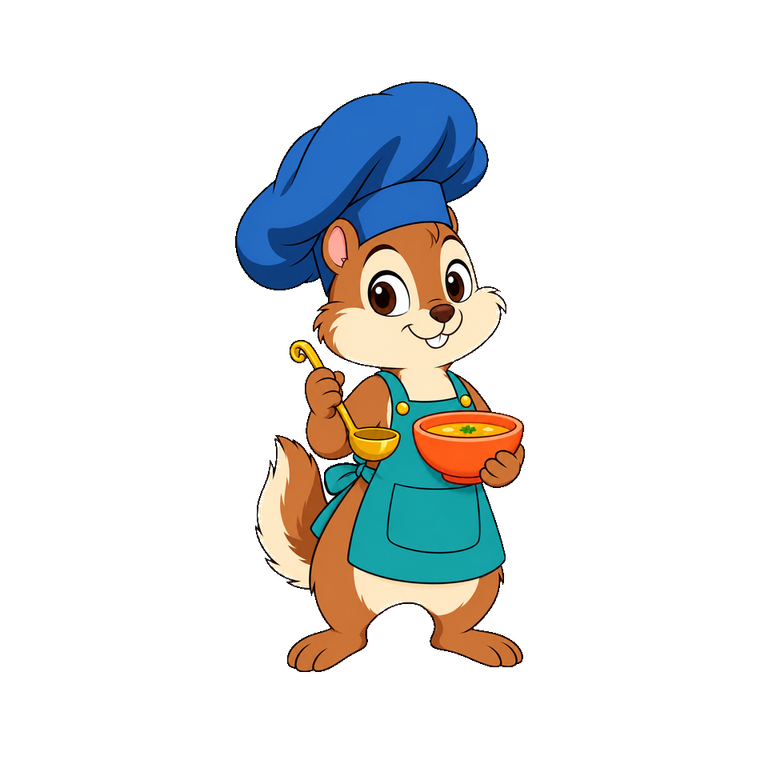 Original transparent still of the complete chipmunk soup seller