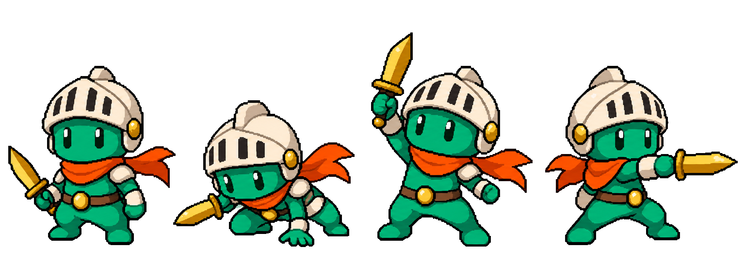 Original supplied sheet: the same four armored-slime poses, with their original geometry and transparent edges