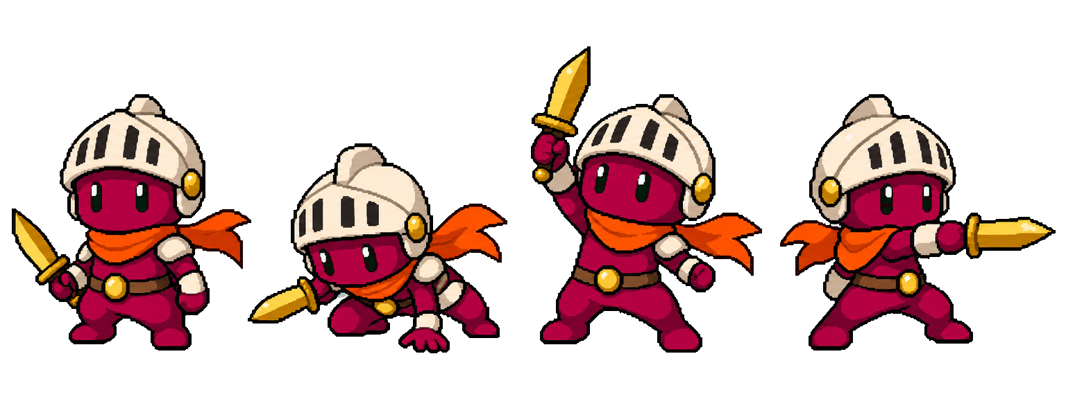 Actual ruby output: the same four armored-slime poses, with their original geometry and transparent edges