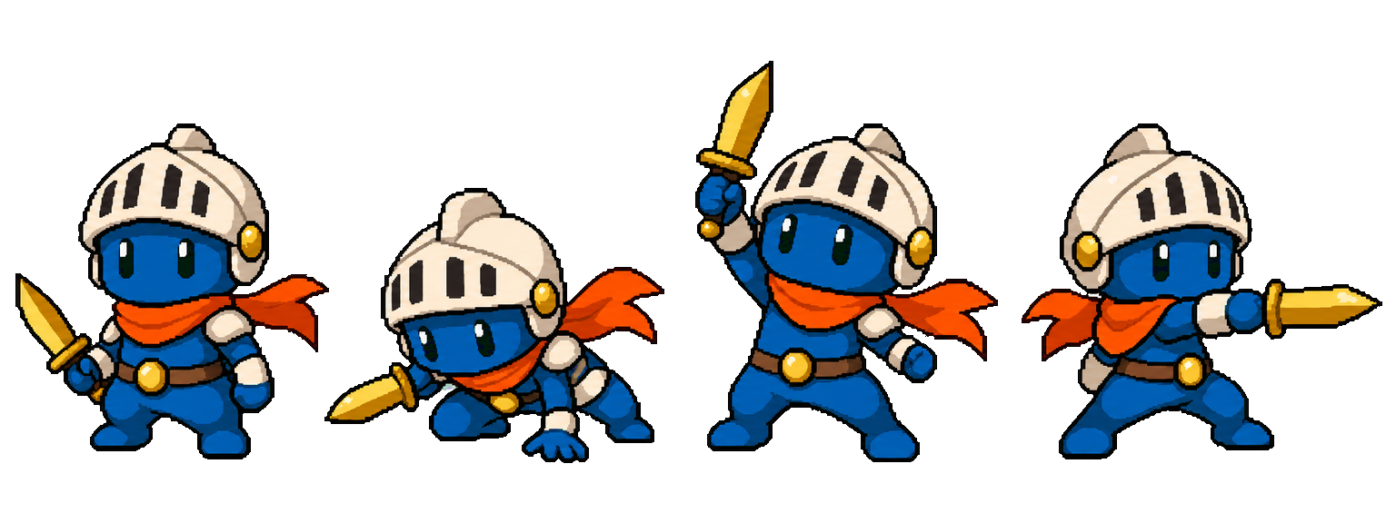 Actual sapphire output: the same four armored-slime poses, with their original geometry and transparent edges